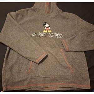 Mickey MOUSE XL Fleece Hooded Pullover Sweatshirt  MICKEY UNLIMITED Gray Red